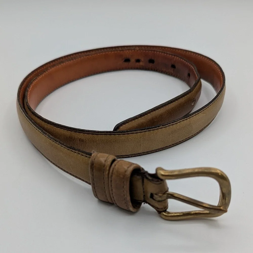 Vintage Coach 8310 Tan Glove Tanned Leather Belt Solid Brass Buckle Size 34 85cm